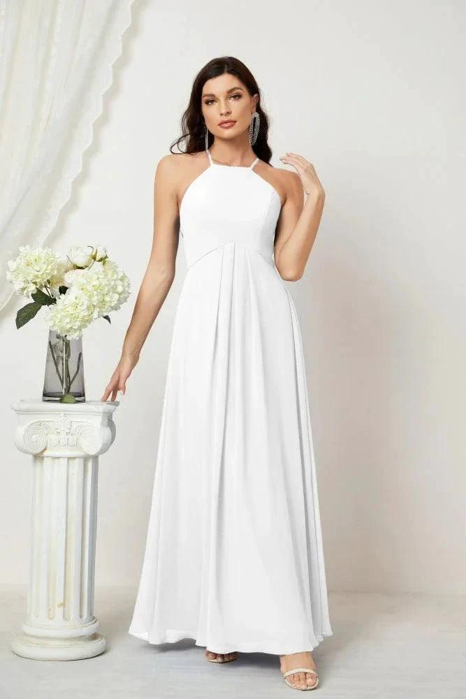 ZapDress Chiffon Halter Bridesmaid Dresses Long A-Line Formal Evening Dress 2805 (ZD16959)