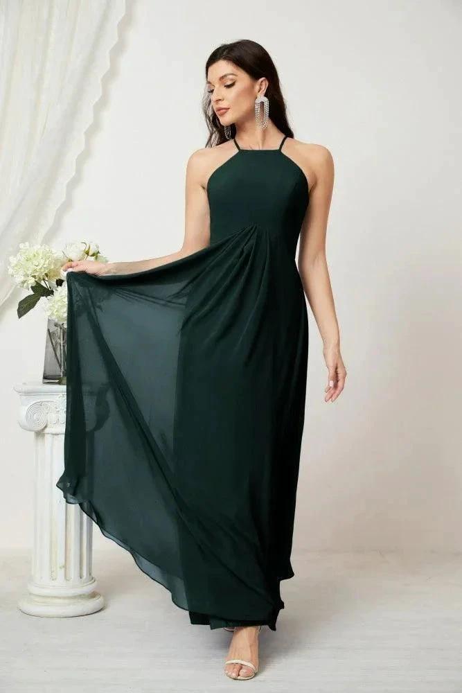 ZapDress Chiffon Halter Bridesmaid Dresses Long A-Line Formal Evening Dress 2805 (ZD16959)