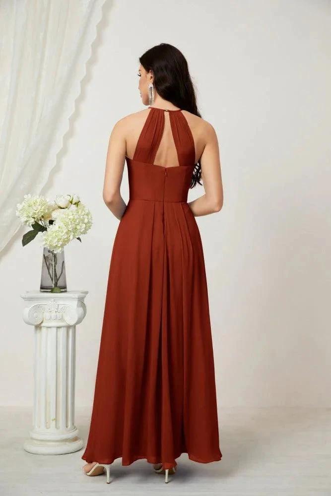 ZapDress Chiffon Halter Bridesmaid Dresses Long A-Line Formal Evening Dress 2805 (ZD16959)