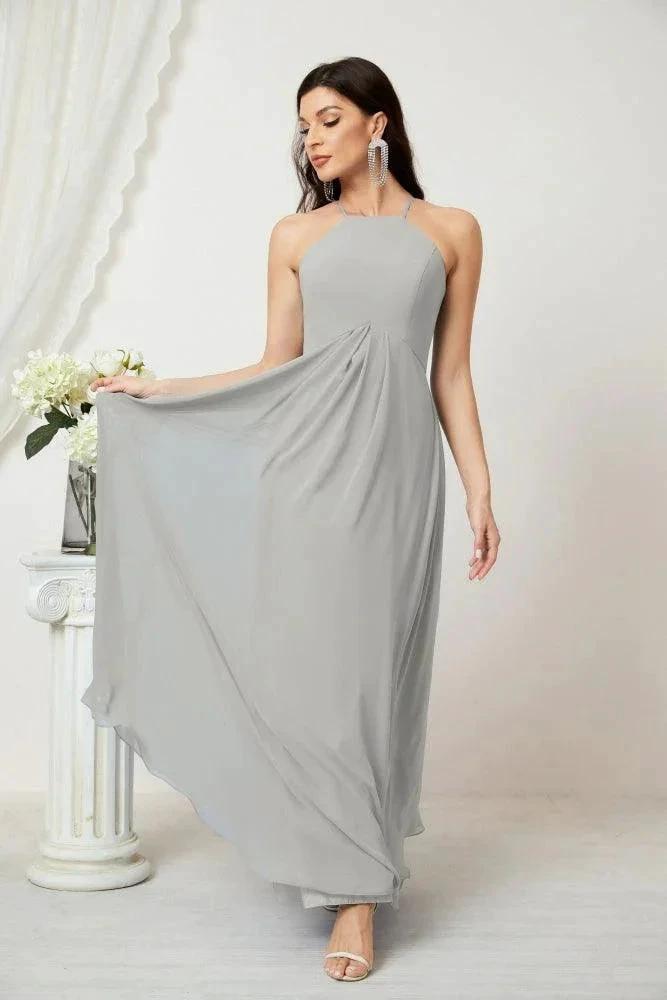 ZapDress Chiffon Halter Bridesmaid Dresses Long A-Line Formal Evening Dress 2805 (ZD16959)