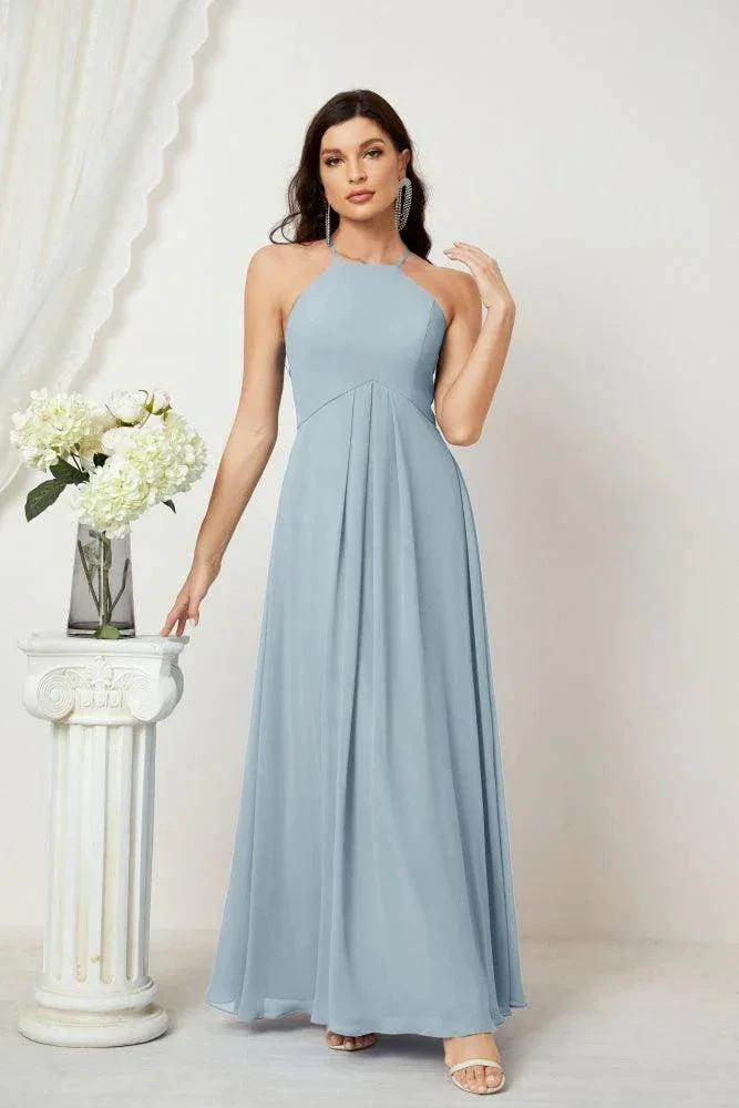 ZapDress Chiffon Halter Bridesmaid Dresses Long A-Line Formal Evening Dress 2805 (ZD16959)