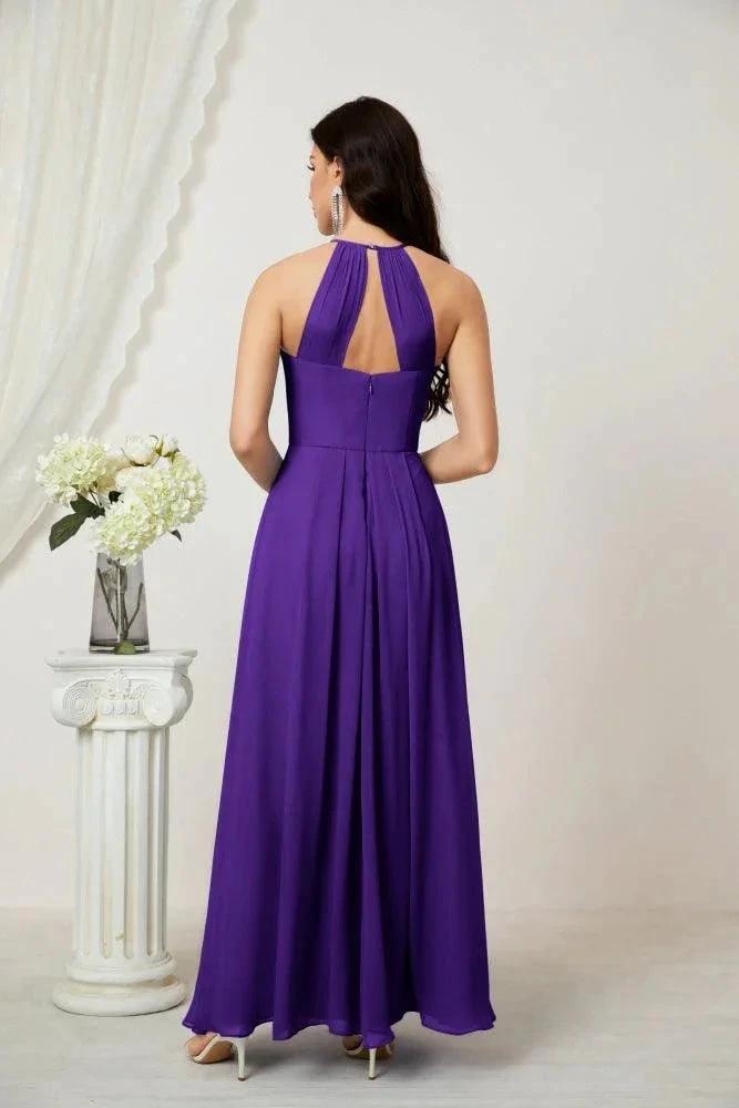 ZapDress Chiffon Halter Bridesmaid Dresses Long A-Line Formal Evening Dress 2805 (ZD16959)