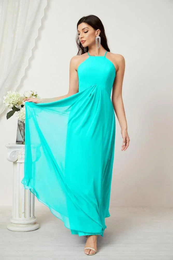 ZapDress Chiffon Halter Bridesmaid Dresses Long A-Line Formal Evening Dress 2805 (ZD16959)