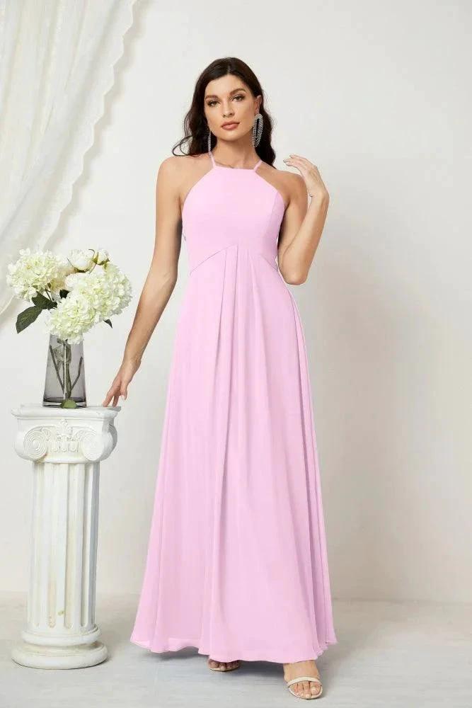 ZapDress Chiffon Halter Bridesmaid Dresses Long A-Line Formal Evening Dress 2805 (ZD16959)