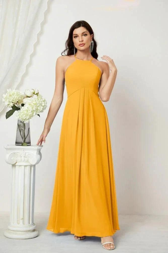 ZapDress Chiffon Halter Bridesmaid Dresses Long A-Line Formal Evening Dress 2805 (ZD16959)
