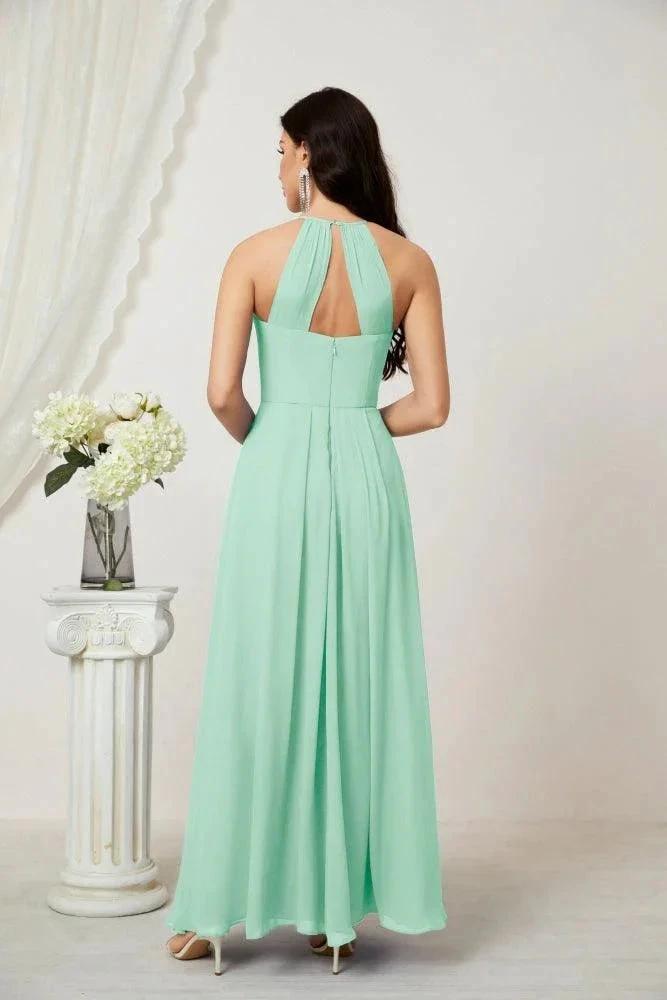 ZapDress Chiffon Halter Bridesmaid Dresses Long A-Line Formal Evening Dress 2805 (ZD16959)