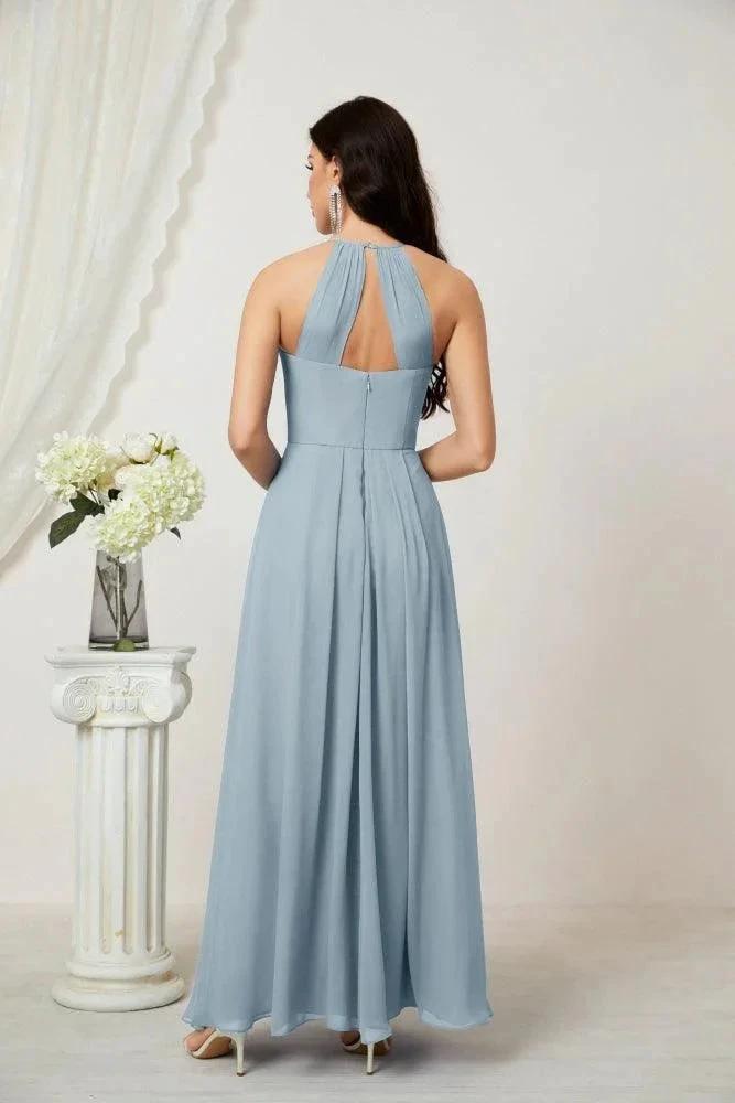 ZapDress Chiffon Halter Bridesmaid Dresses Long A-Line Formal Evening Dress 2805 (ZD16959)