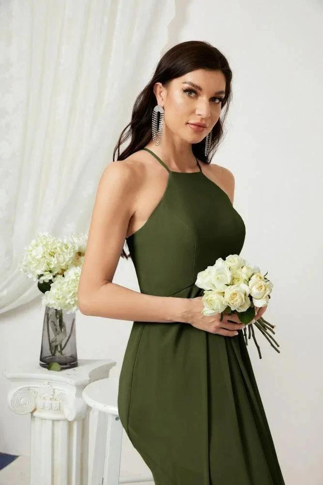 Numbersea Chiffon Halter Bridesmaid Dresses Long A-Line Formal Evening Dress 2805 by numbersea