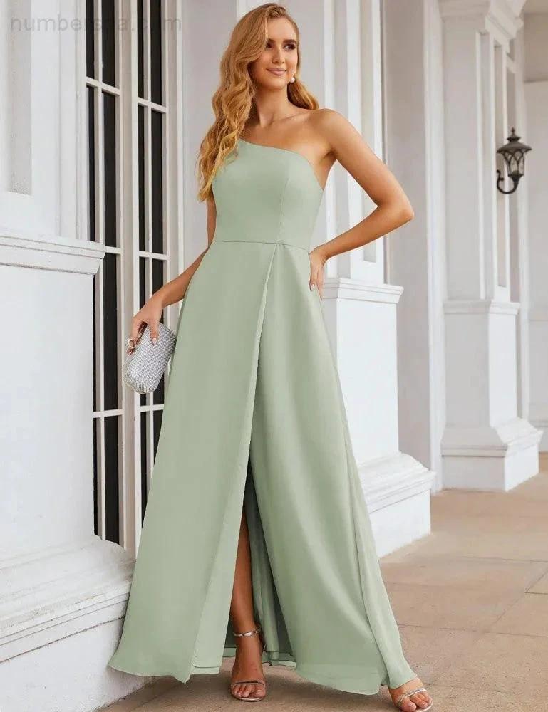 ZapDress One Shoulder Chiffon Bridesmaid Dresses Long Formal Homecoming Prom Gowns for Women Party Wedding Evening (ZD16950)