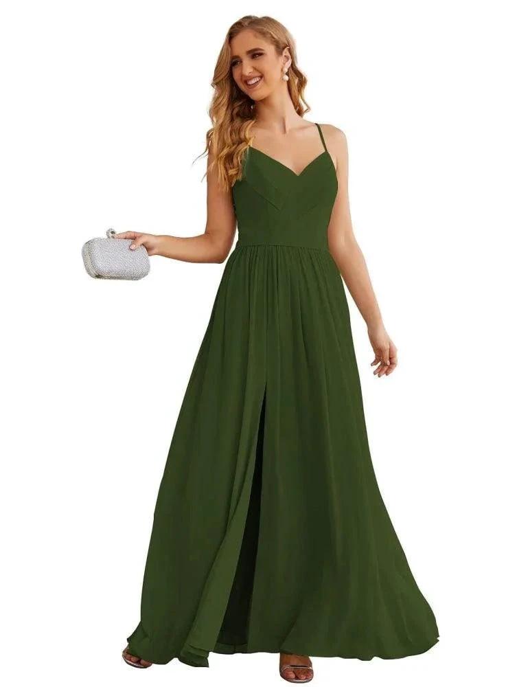 Numbersea Spaghetti Strap Bridesmaid Dresses Long Formal Party Prom Gowns 28060 by numbersea
