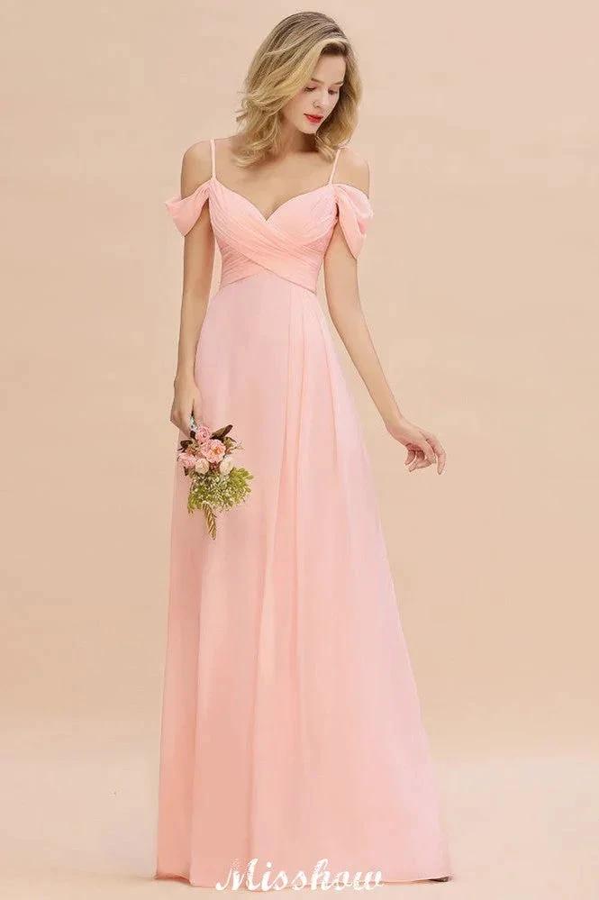 Off Shoulde straps Aline Bridesmaid Dress Chiffon Maid of Honor Dress (ZD12939)