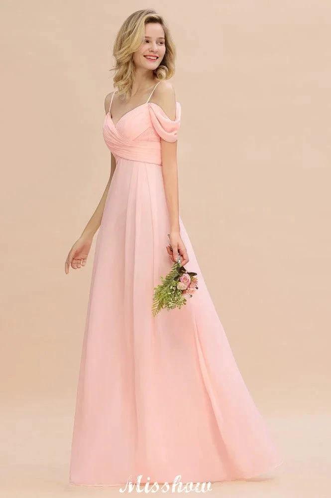 Off Shoulde straps Aline Bridesmaid Dress Chiffon Maid of Honor Dress (ZD12939)