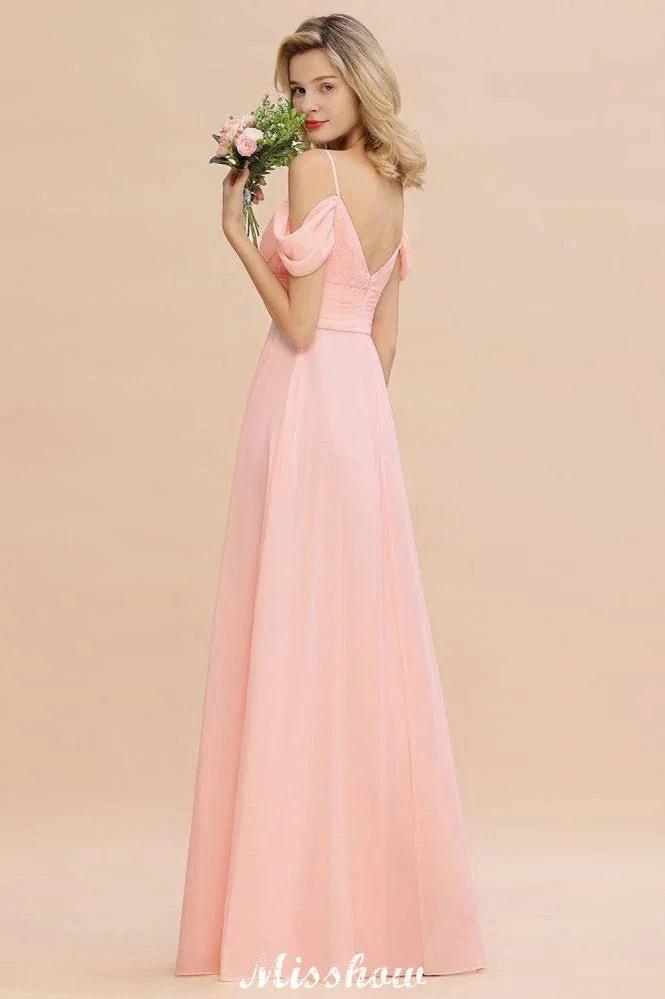 Off Shoulde straps Aline Bridesmaid Dress Chiffon Maid of Honor Dress (ZD12939)