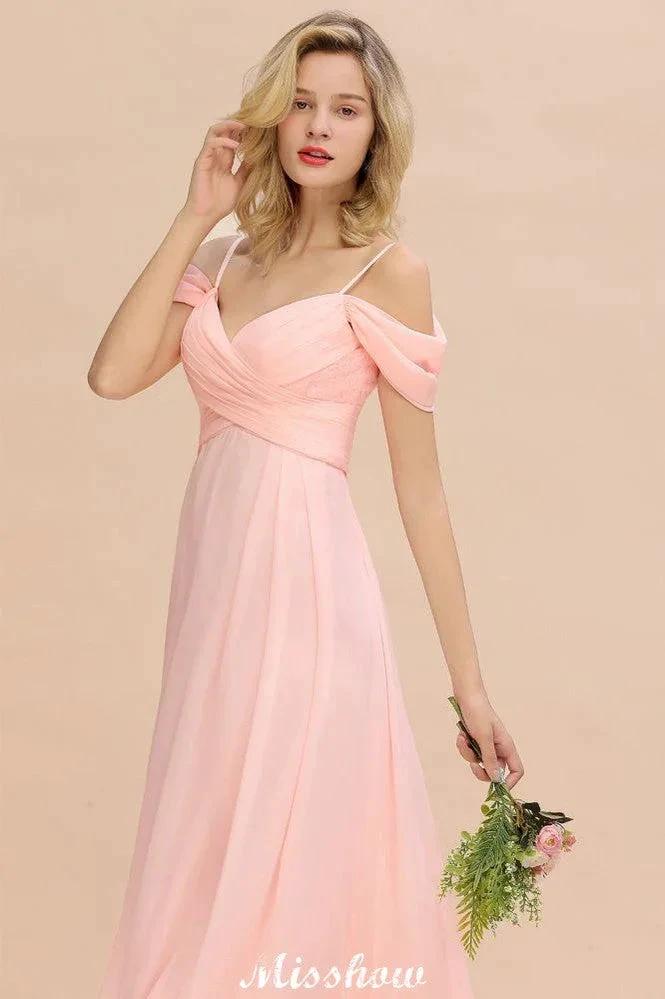 Off Shoulde straps Aline Bridesmaid Dress Chiffon Maid of Honor Dress (ZD12939)