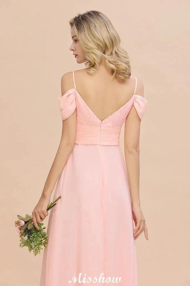 Off Shoulde straps Aline Bridesmaid Dress Chiffon Maid of Honor Dress (ZD12939)