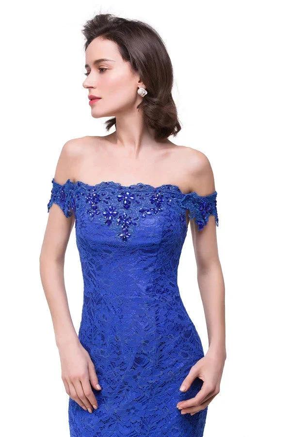 Off-the-shoulder Floor-length Lace Mermaid Bridesmaid Dresses (ZD13133)