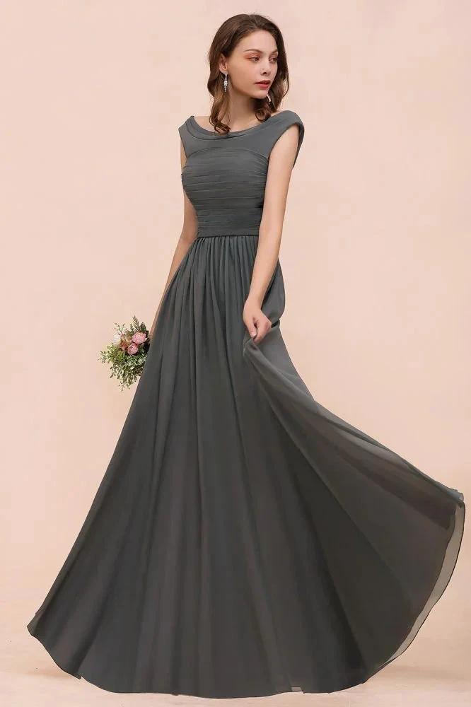 Off the Shoulder Front Side Split Bridesmaid Dress A-line Wedding Guest Dress (ZD13018)