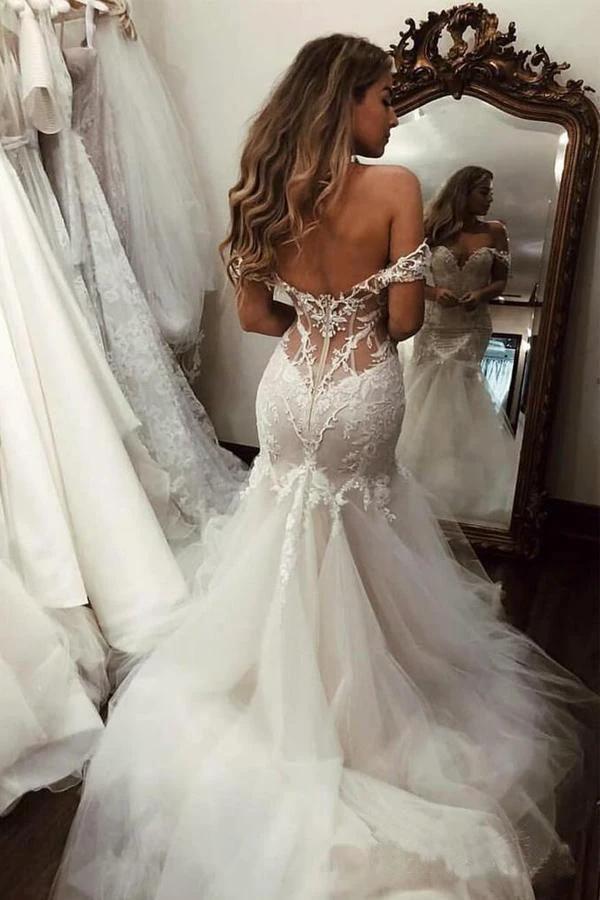 Off The Shoulder Mermaid Wedding Dresses Bridal Gown (ZD16335)