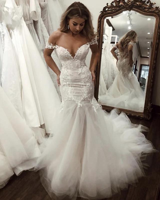 Off The Shoulder Mermaid Wedding Dresses Bridal Gown (ZD16335)