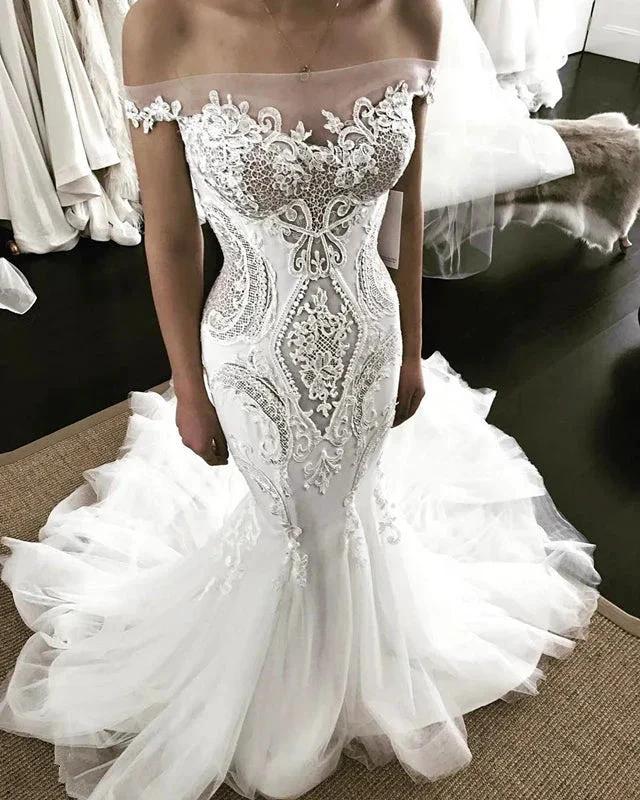 Off-the-Shoulder Strapless Mermaid Lace Wedding Dress (ZD13811)
