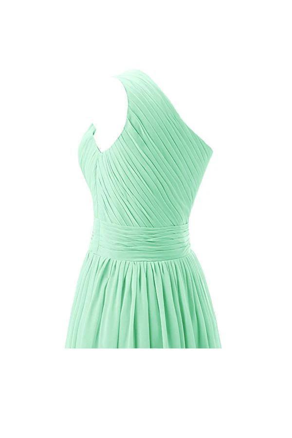 One Shoulder Bridesmaid Dresses Chiffon Prom Evening Dress (ZD13186)