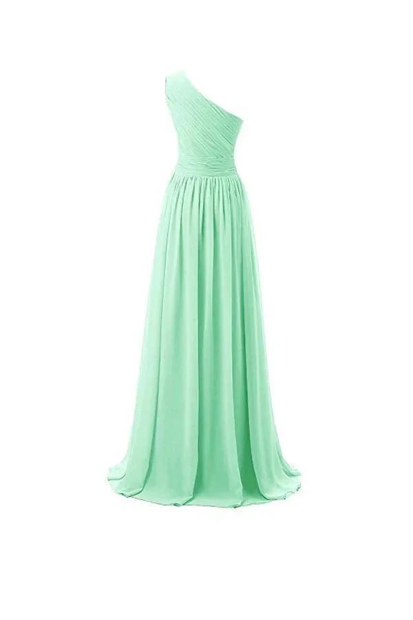 One Shoulder Bridesmaid Dresses Chiffon Prom Evening Dress (ZD13186)