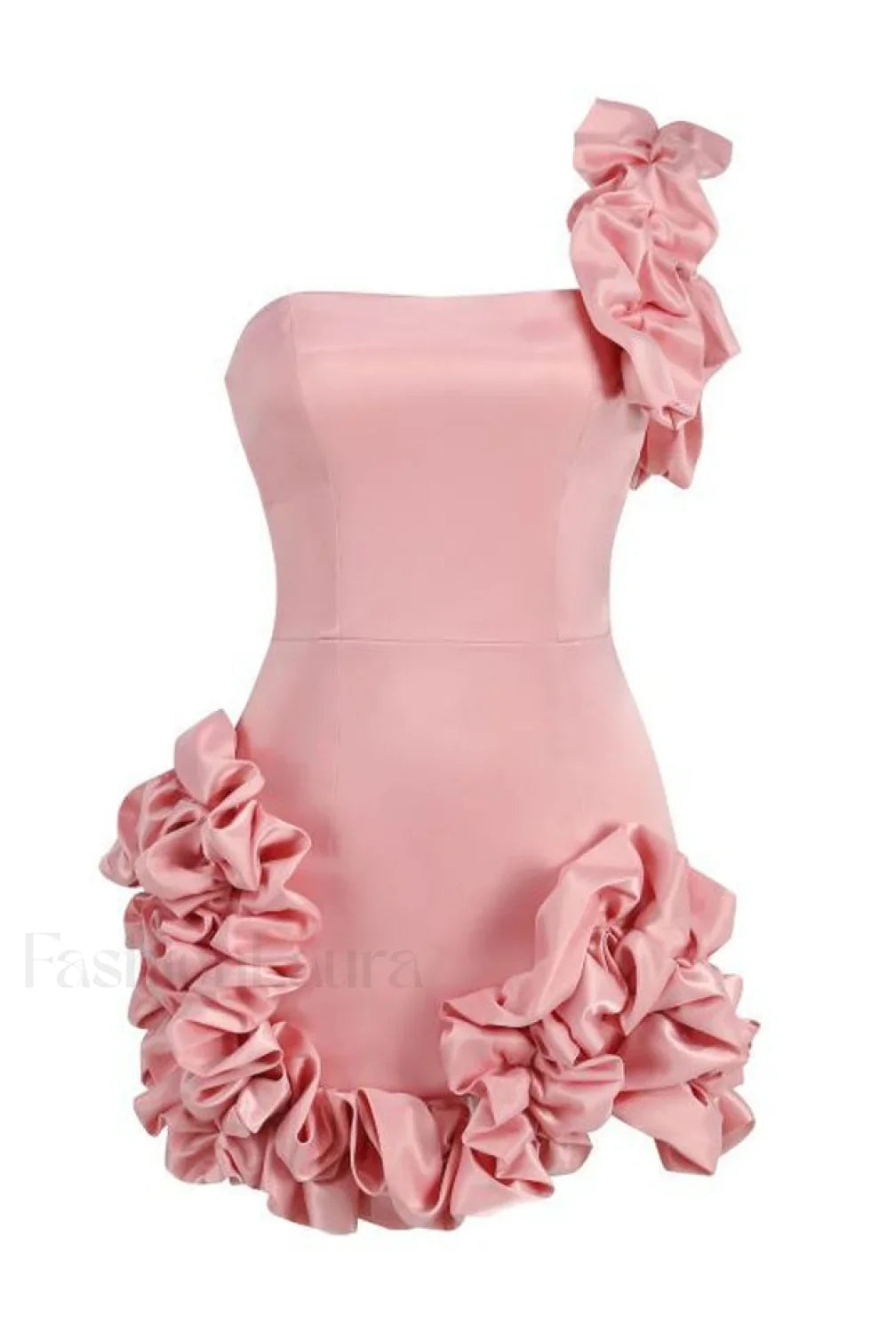 One Shoulder Ruffled Charming Sheath Mini Dress