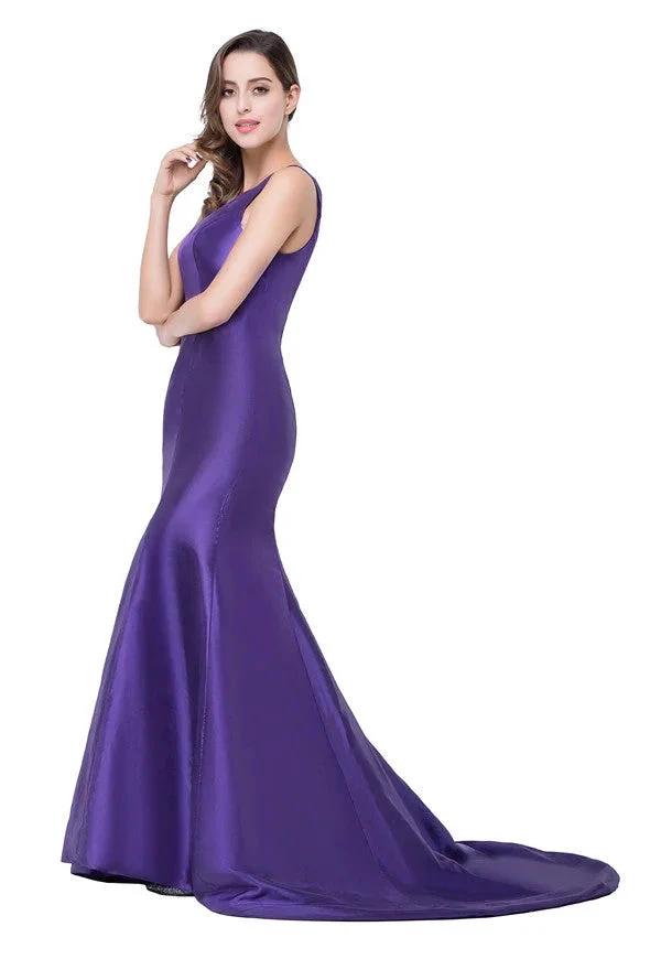 One-shoulder Sweep-length Mermaid Satin Bridesmaid Dresses (ZD13073)