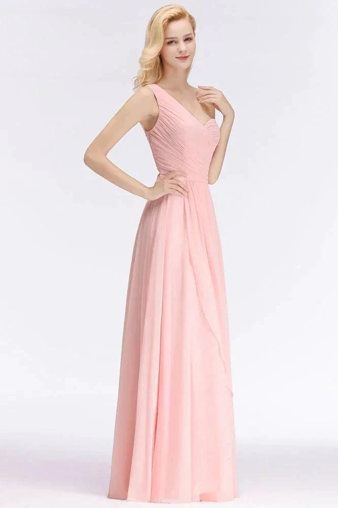 One-shoulder Sweetheart Ruffles Chiffon Bridesmaid Dress Aline Evening Dress by misshow.com