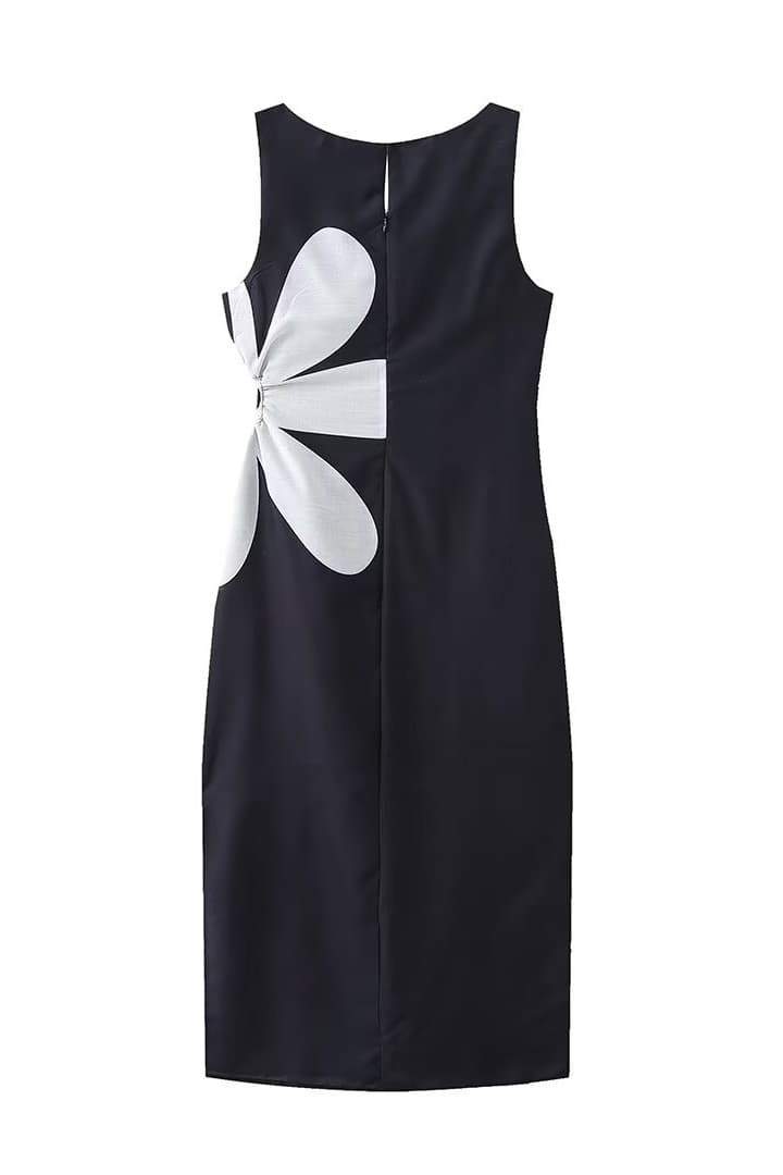Vania Elevated Flower Cut Out Midi Dress Chic Silhouette Collection