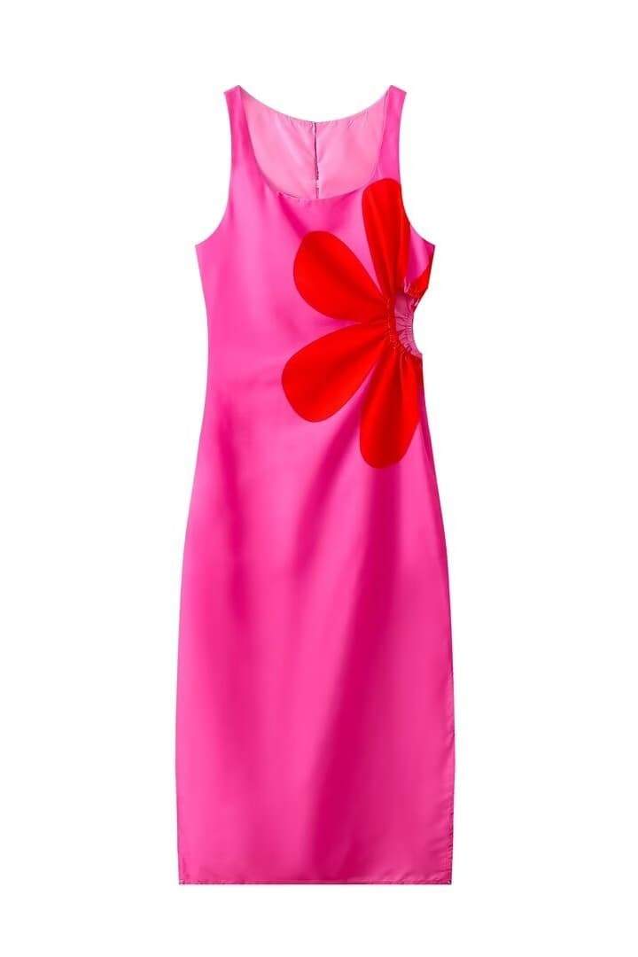 Vania Elevated Flower Cut Out Midi Dress Chic Silhouette Collection