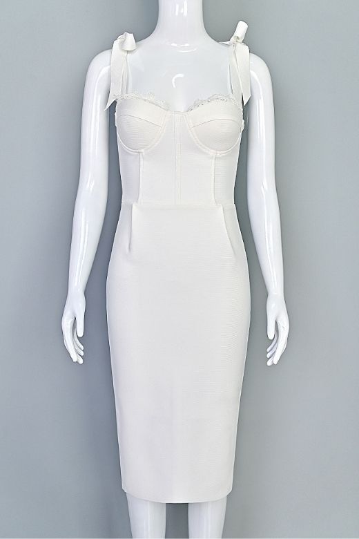 Payton Bandage Dress - White Pearl