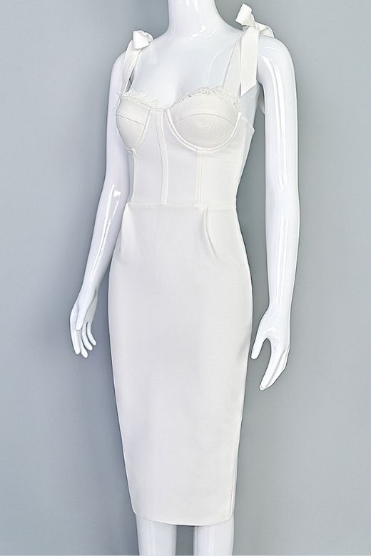 Payton Bandage Dress - White Pearl