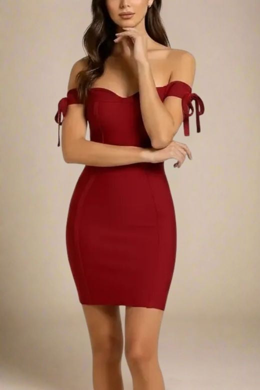 Penelope Bandage Mini Dress - Red Wine