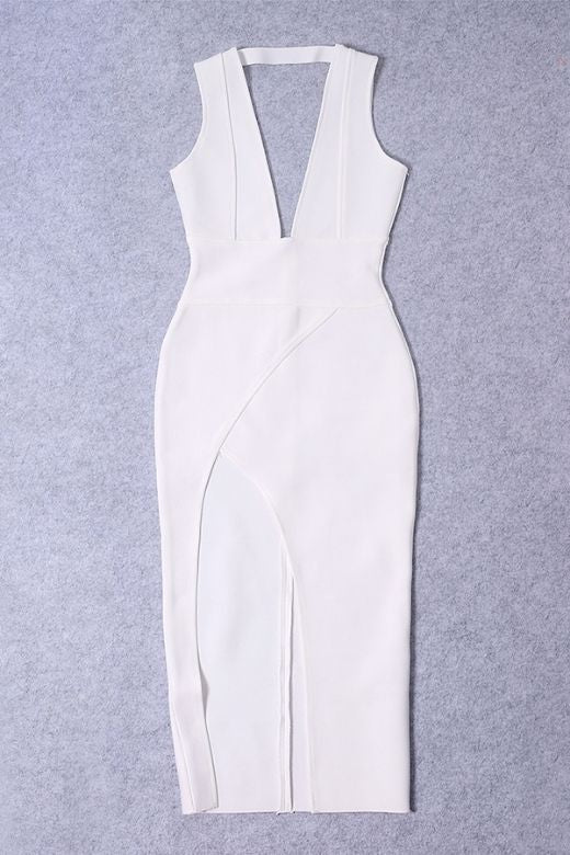 Pia Bandage Midi Dress - White Pearl