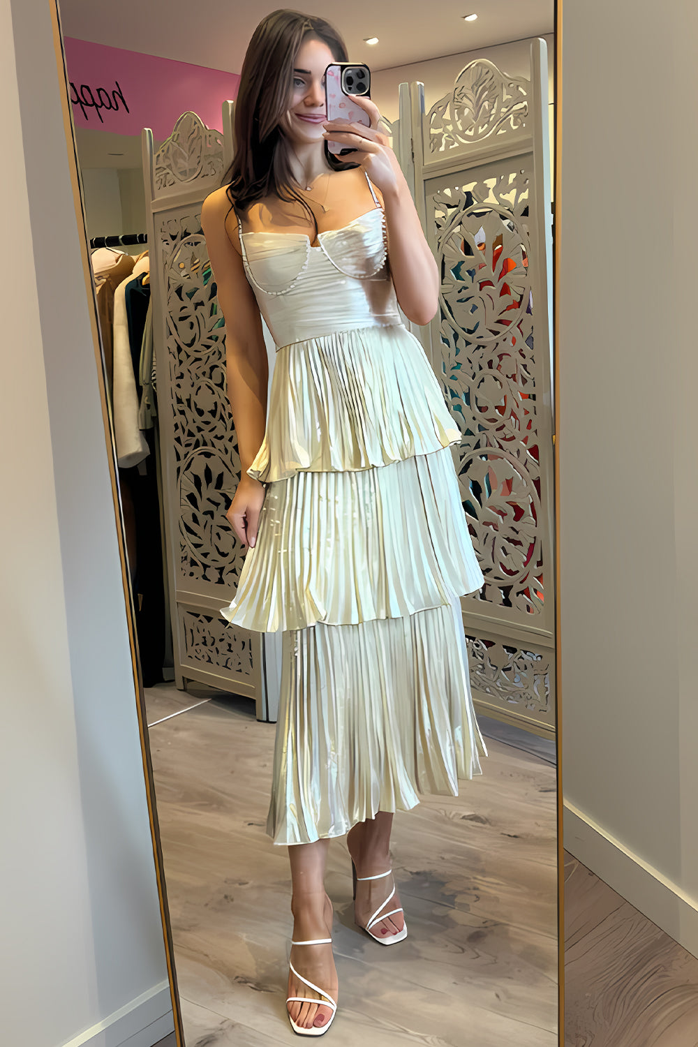 Sparkly A Line Sweetheart Blue Tea Length Party Dress with Ruffles