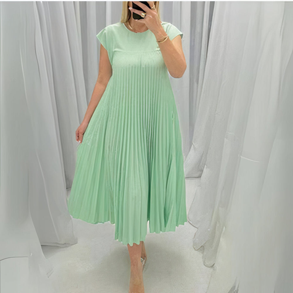 Vanessa Elevated Chic Pleated Summer Dress with a Flattering Fit Silhouette Collection