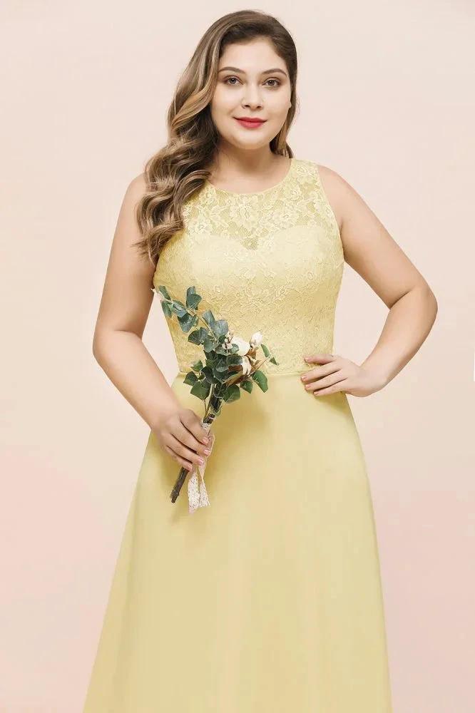 Plus Size Floral A-line Bridesmaid Dress Sleeveless Evening Maxi Dress for Girls Women (ZD13022)