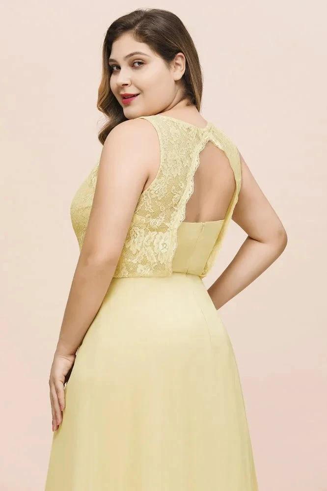 Plus Size Floral A-line Bridesmaid Dress Sleeveless Evening Maxi Dress for Girls Women (ZD13022)