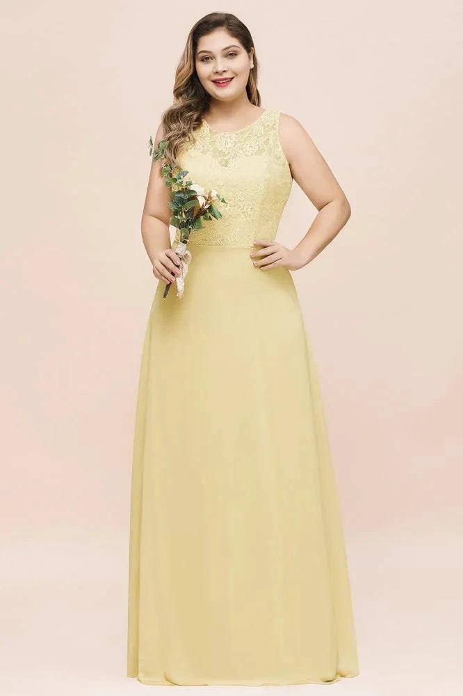Plus Size Floral A-line Bridesmaid Dress Sleeveless Evening Maxi Dress for Girls Women by misshow.com