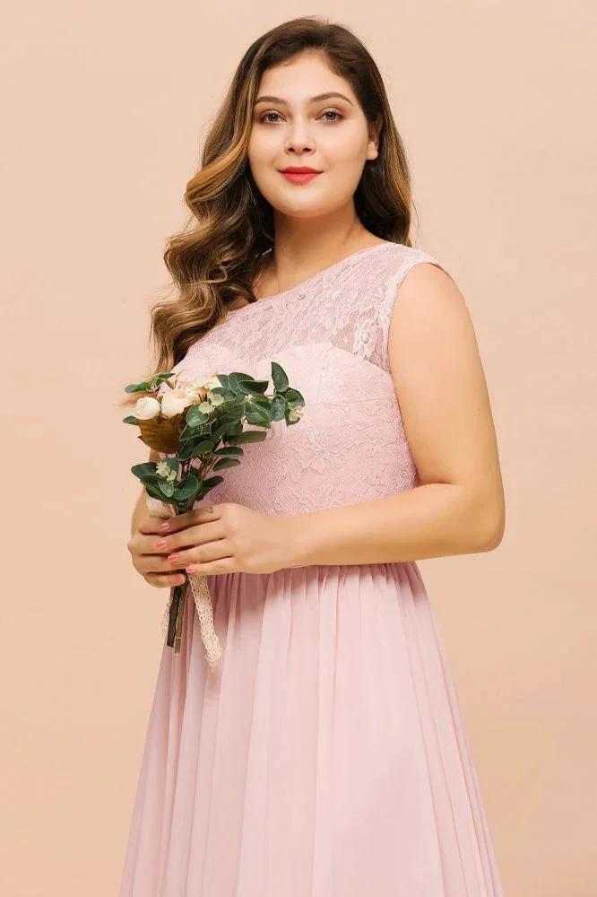 Plus Size Sleeveless aline Bridesmaid Dress Long Side Split Wedding Party Dress (ZD12962)