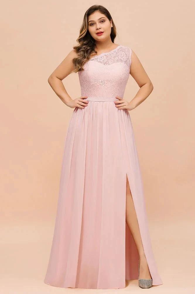 Plus Size Sleeveless aline Bridesmaid Dress Long Side Split Wedding Party Dress by misshow.com