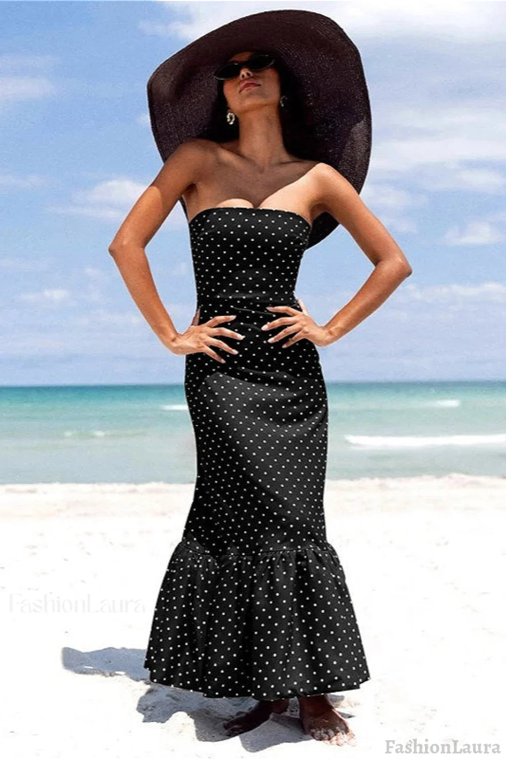 Polka Dot Off Dress with Relaxed Fit and Layered Outfit Styling