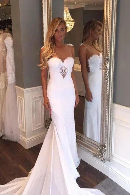 Pretty Sheath Sleeveless Long Beach with Lace Elegant Wedding Dresses (ZD14727)