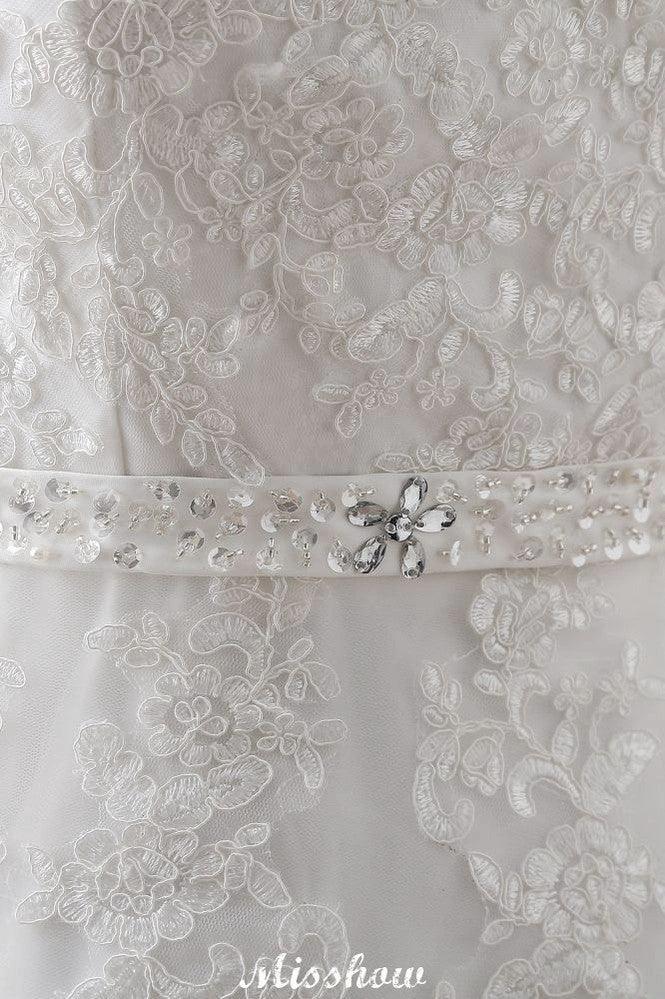 Princess Lace V-neck Tulle Elegant Wedding Dress (ZD13946)
