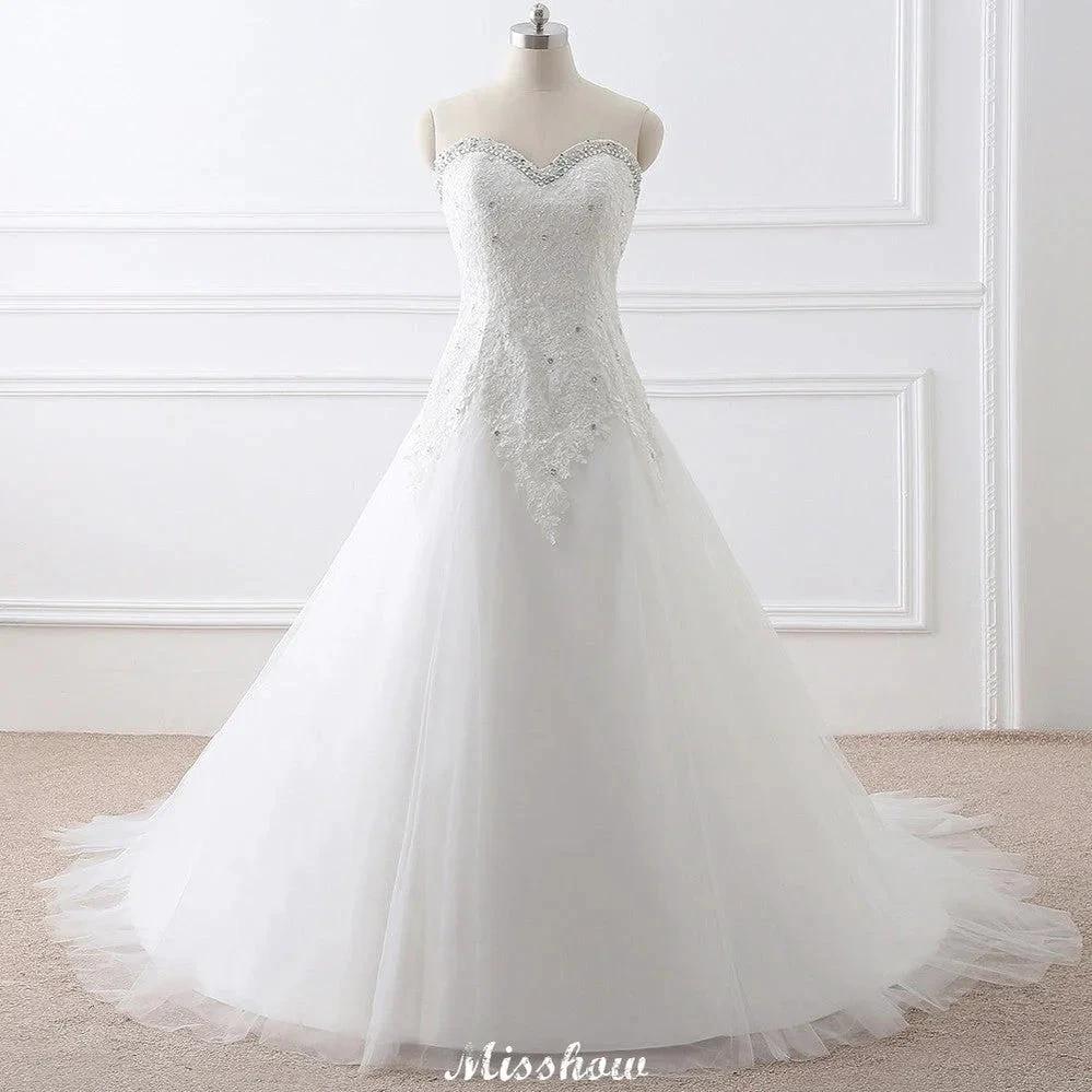 Princess Sweetheart Tulle Wedding Dress With Lace (ZD13934)