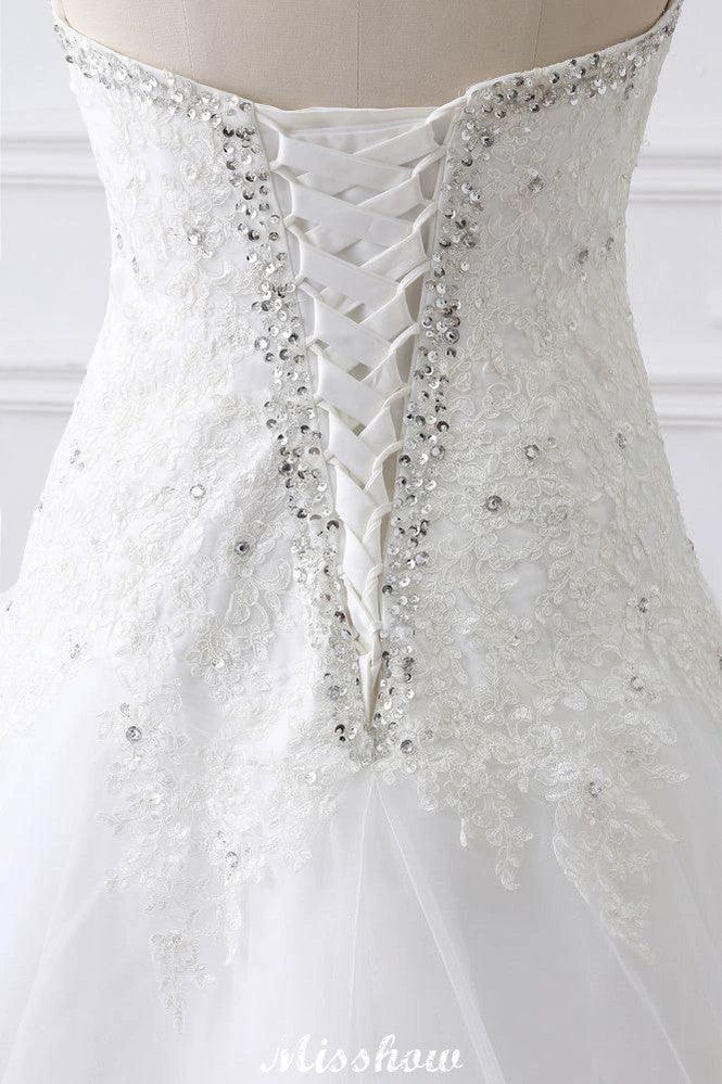 Princess Sweetheart Tulle Wedding Dress With Lace (ZD13934)