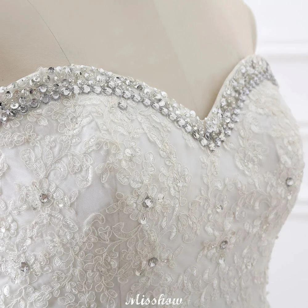 Princess Sweetheart Tulle Wedding Dress With Lace (ZD13934)