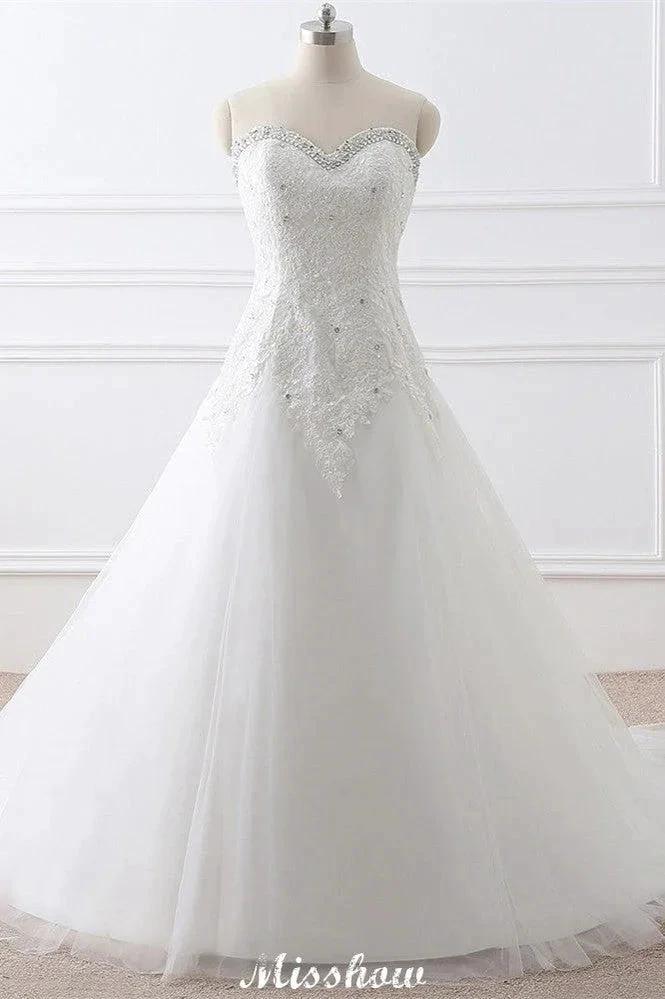 Princess Sweetheart Tulle Wedding Dress With Lace (ZD13934)