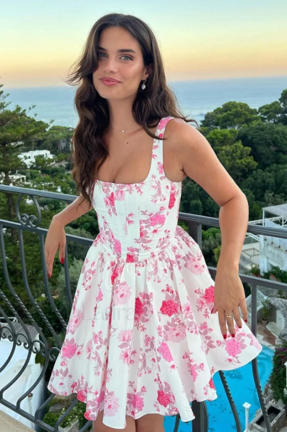 Printed Corest Stylish Mini Cami Dress